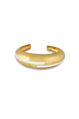 Gold White Enamel Minimal Statement Bangle