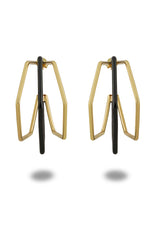 XL Gold Black Enamel Hoop Earrings
