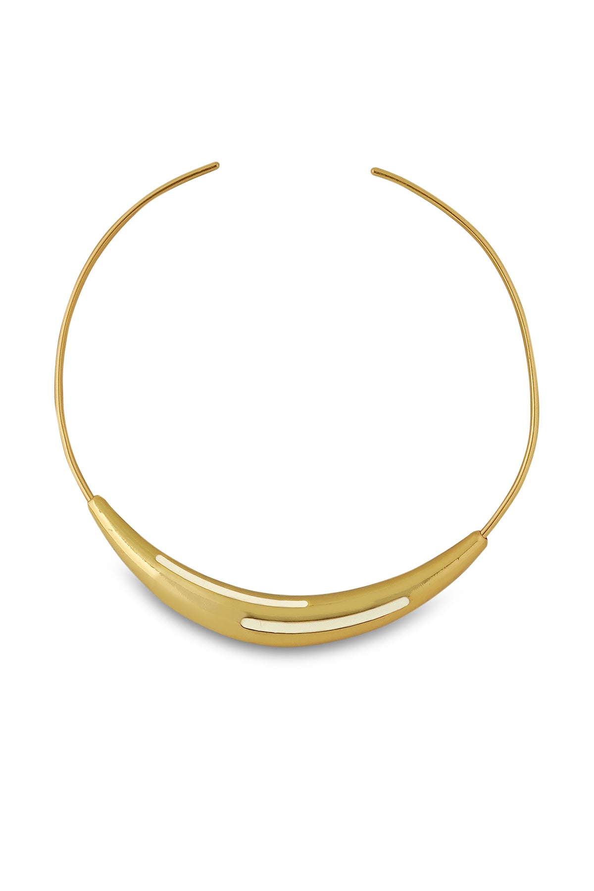 Gold White Enamel Statement Necklace