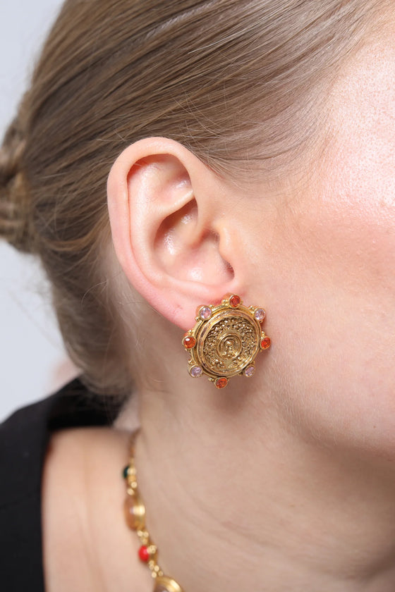 Golden Coin Carved Studs