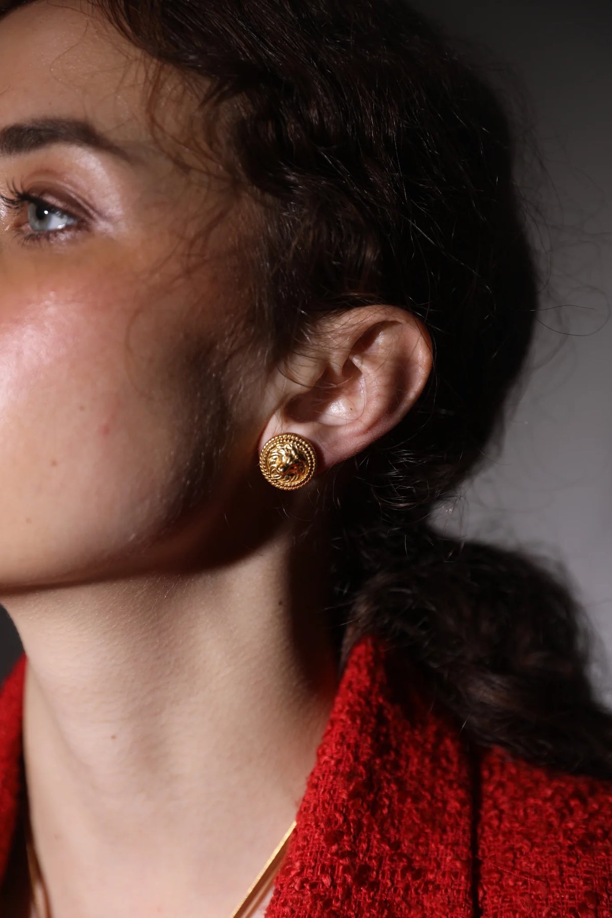Lion Embossed Mini Studs