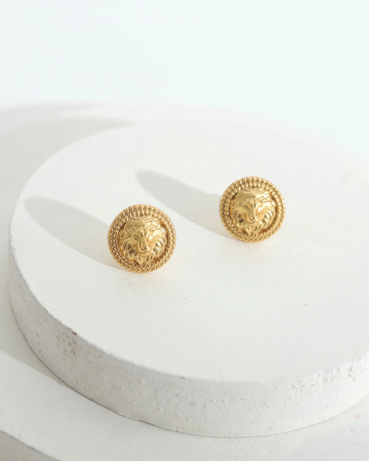 Lion Embossed Mini Studs