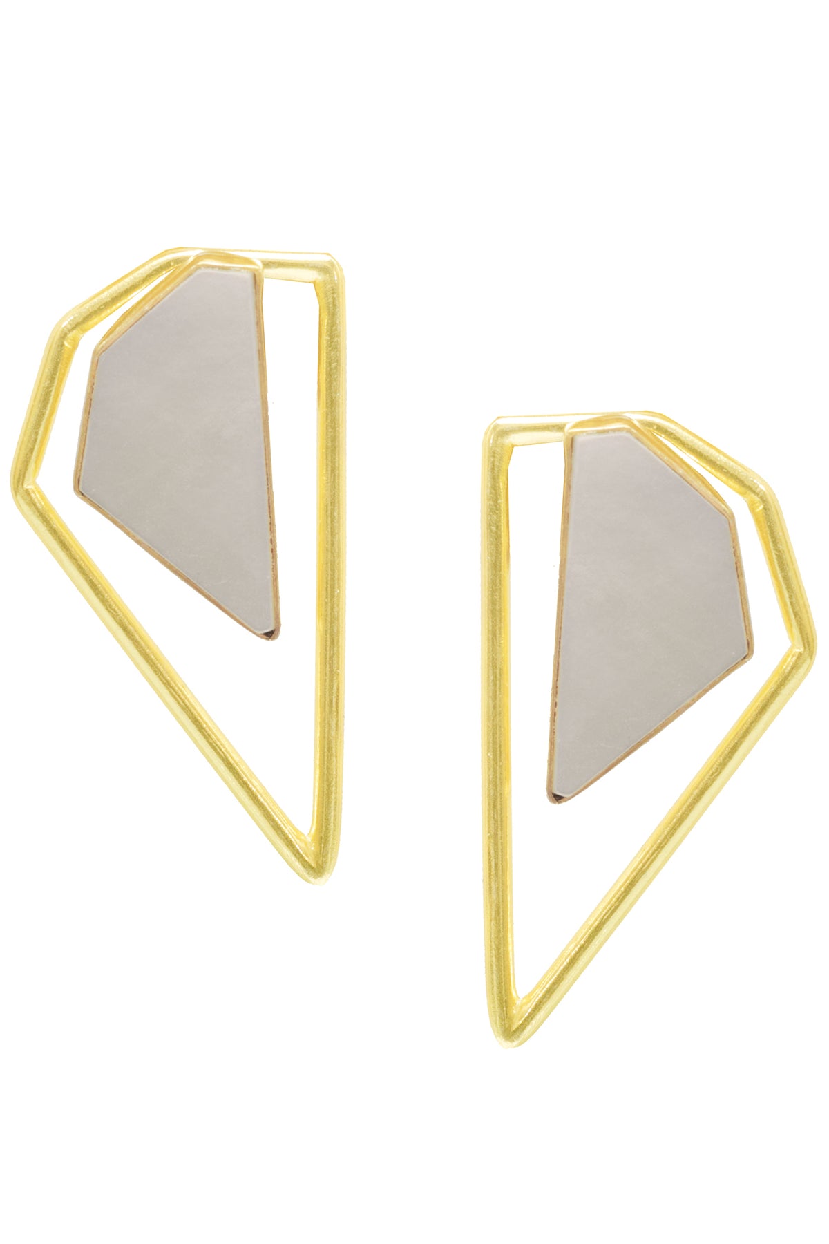 Gold Sculptural White Minimal Statement Earrings