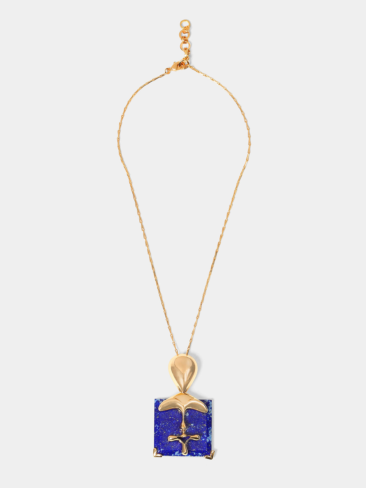 Large Blue & Gold Stone Necklace