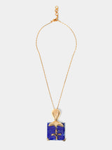 Large Blue & Gold Stone Necklace