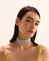 10mm Silver Pearl Choker Necklace