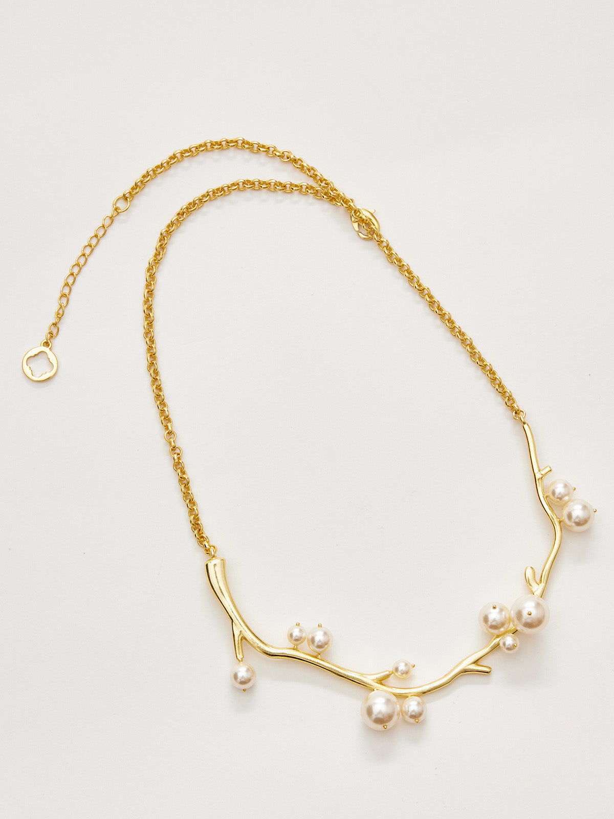 White Pearl Twig Necklace