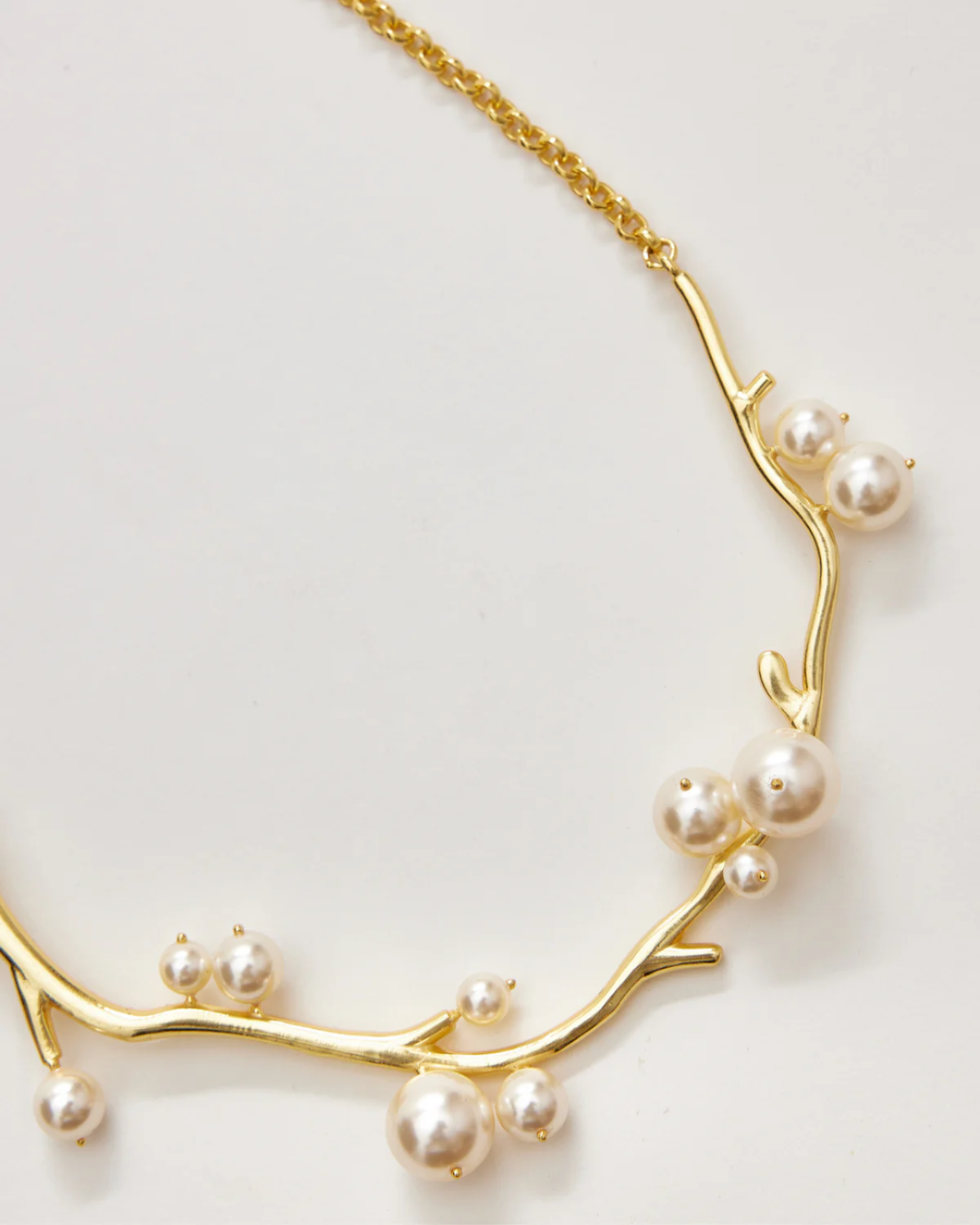 White Pearl Twig Necklace