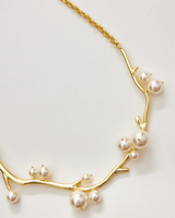 White Pearl Twig Necklace