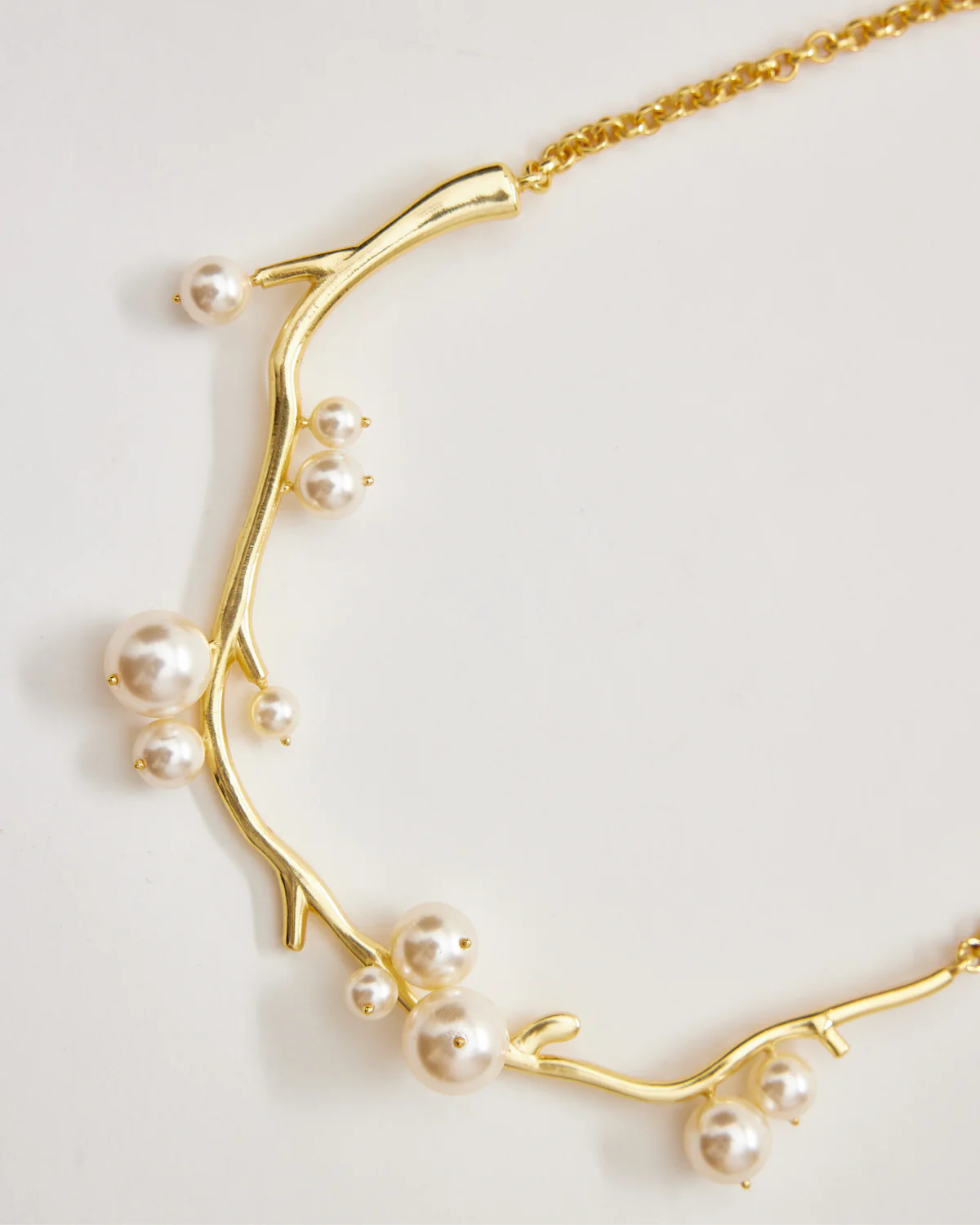 White Pearl Twig Necklace