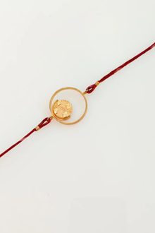  Gold Plated Convertible Rakhi Pendant With Ikkat Dori Thread