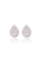 Detachable Pear Halo Solitaire Stud