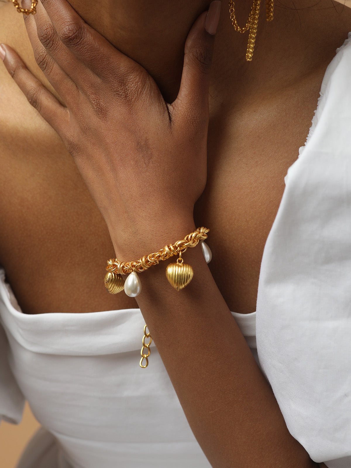 Tapsee Pannu in Pearl & Heart Drop Bracelet
