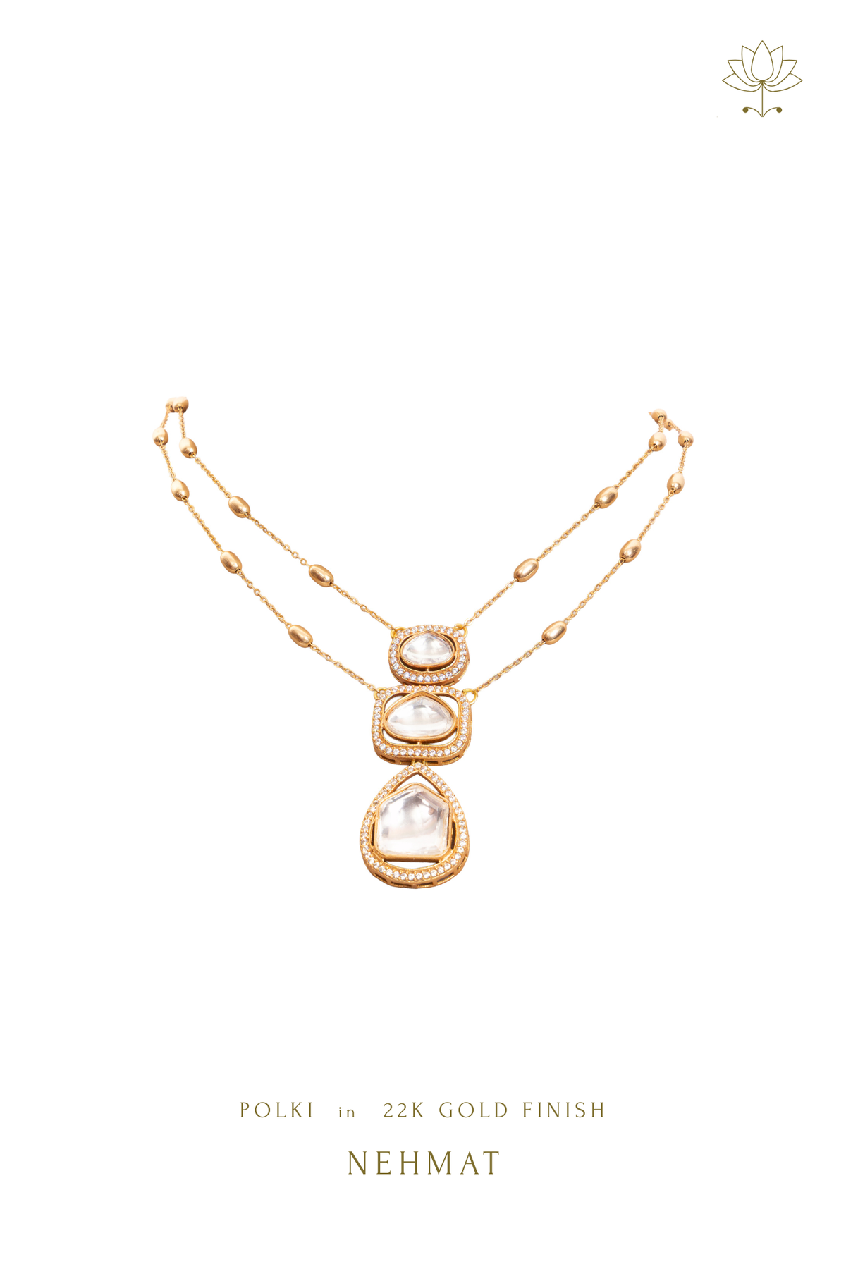 Trayi Polki Pendant Set