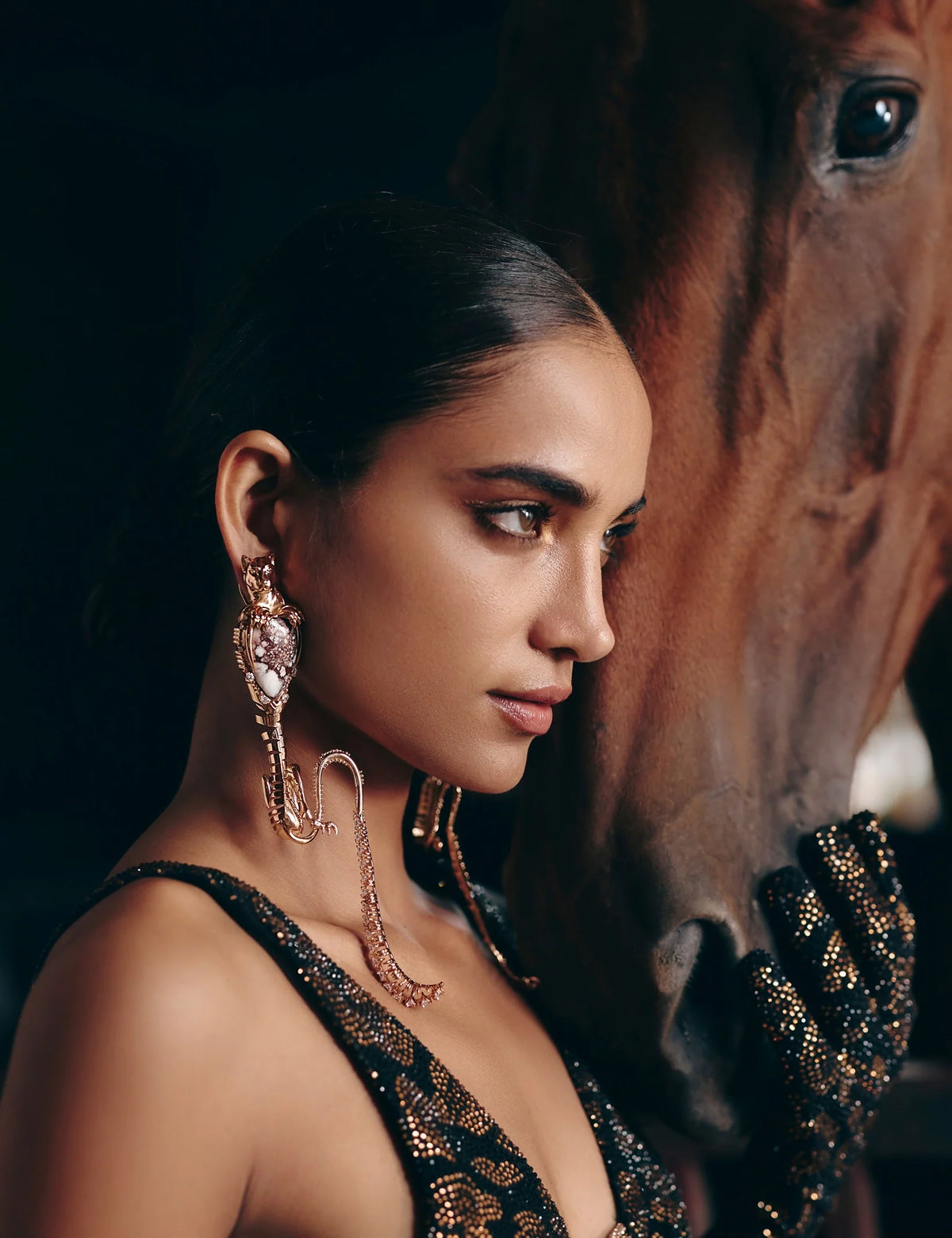Wild Horse Jasper Leopard Statement Earrings