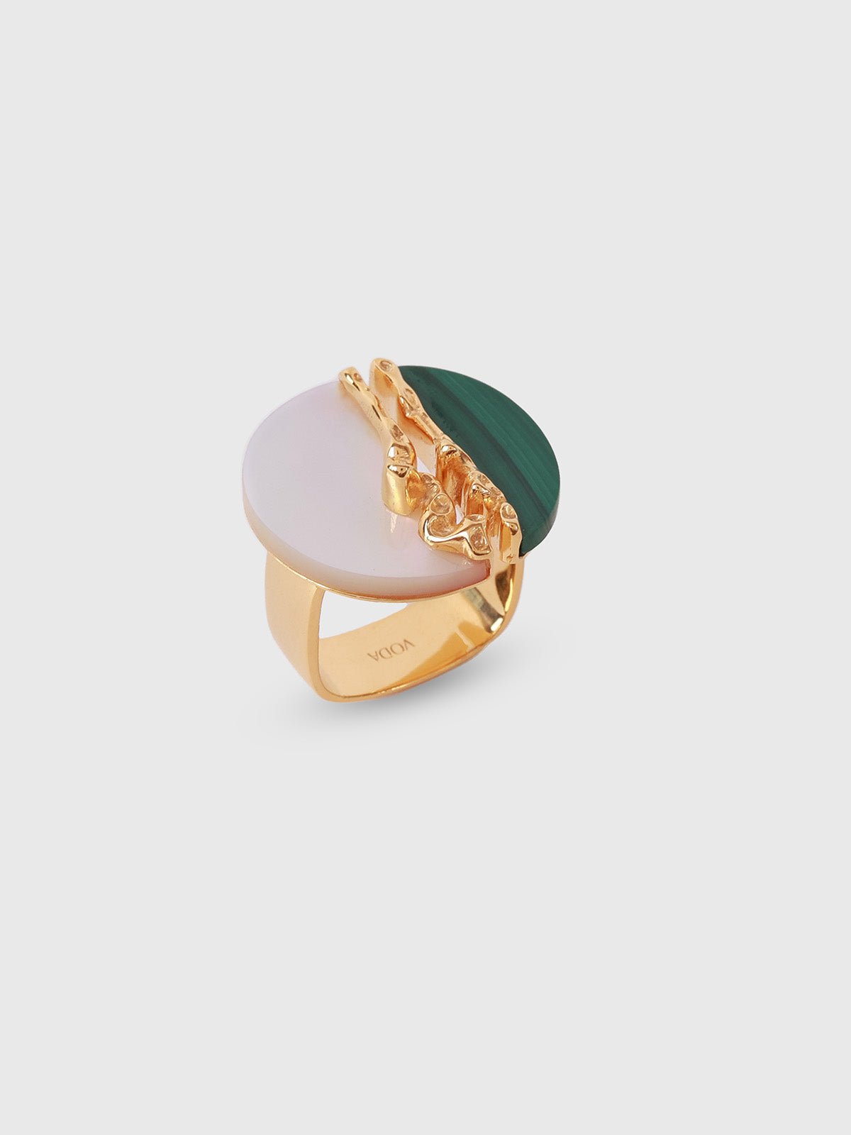 Luna Mother of Pearl and Malachite Ring