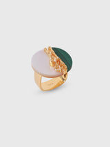 Luna Mother of Pearl and Malachite Ring
