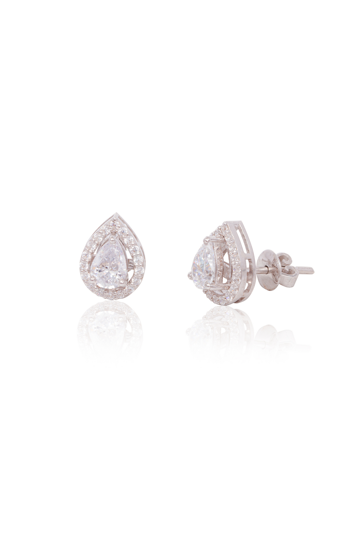Detachable Pear Halo Solitaire Stud