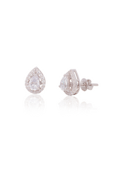 Detachable Pear Halo Solitaire Stud
