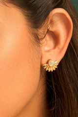 Solar Golden Opal Studs Earrings