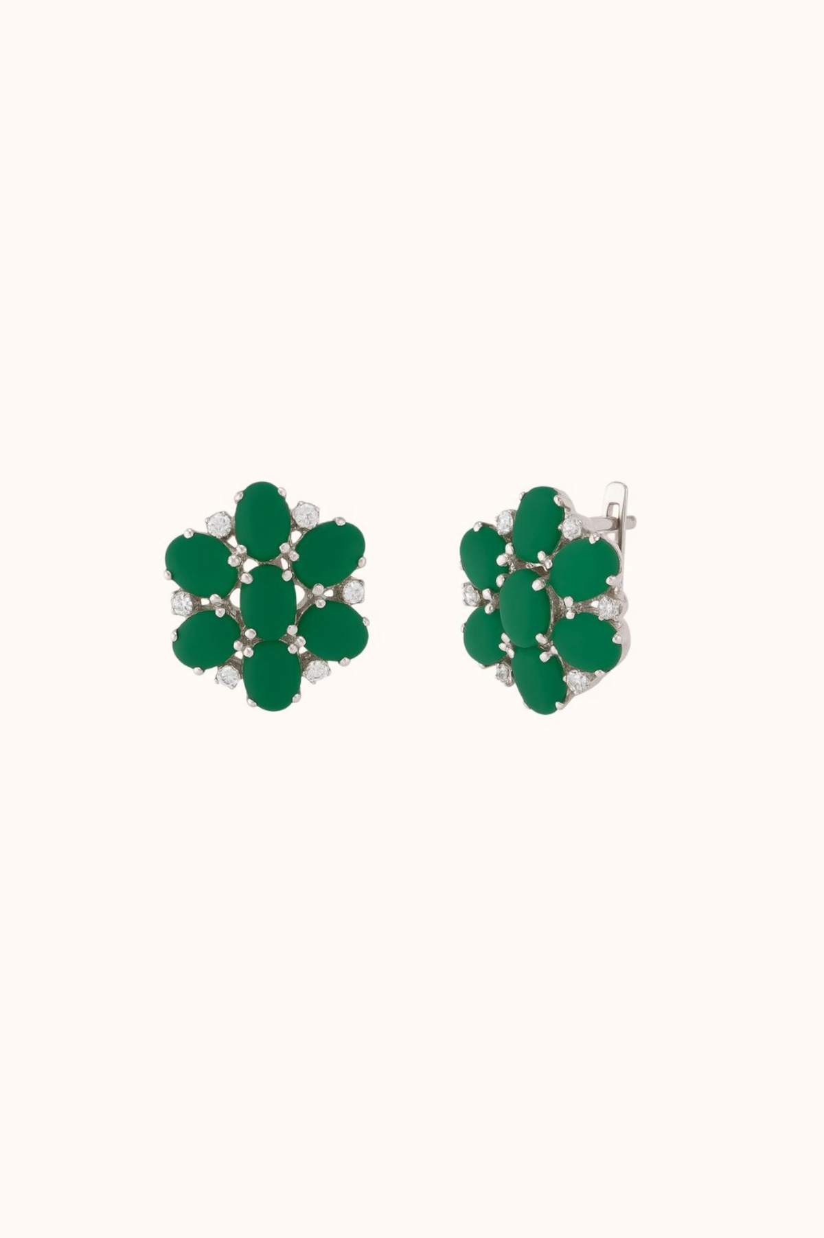 Green Onyx Princess Earring Studs