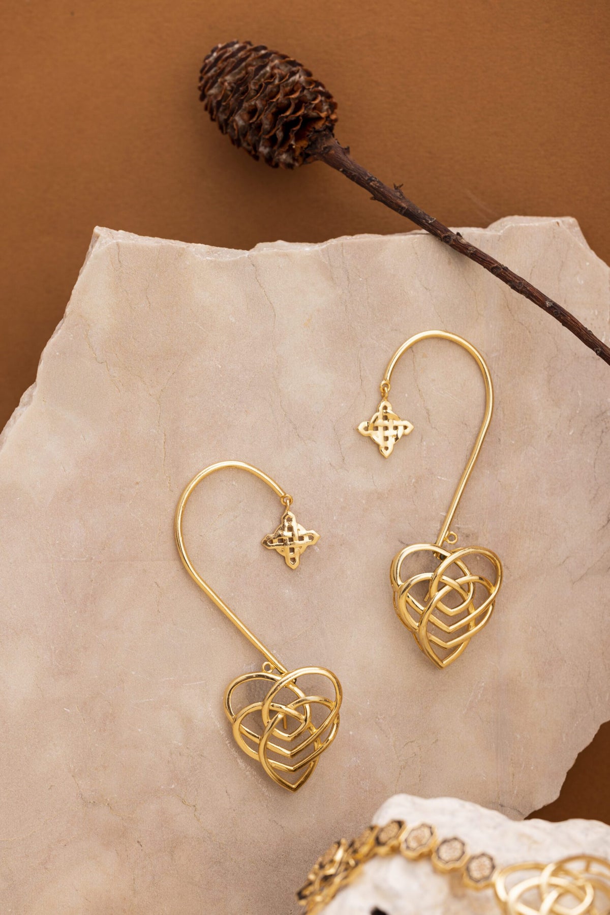 Hexagone Gold Earrings