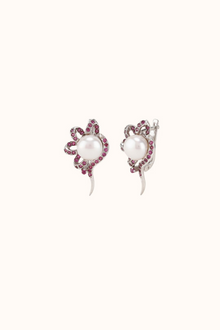  Pearl & Ruby Wildflower Earrings