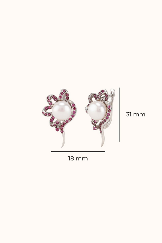 Pearl & Ruby Wildflower Earrings