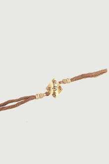  Gold Plated Laser Om Rakhi With Tulsi Beads