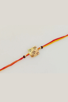  Square Om Rakhi With Laser And Chandan Beads