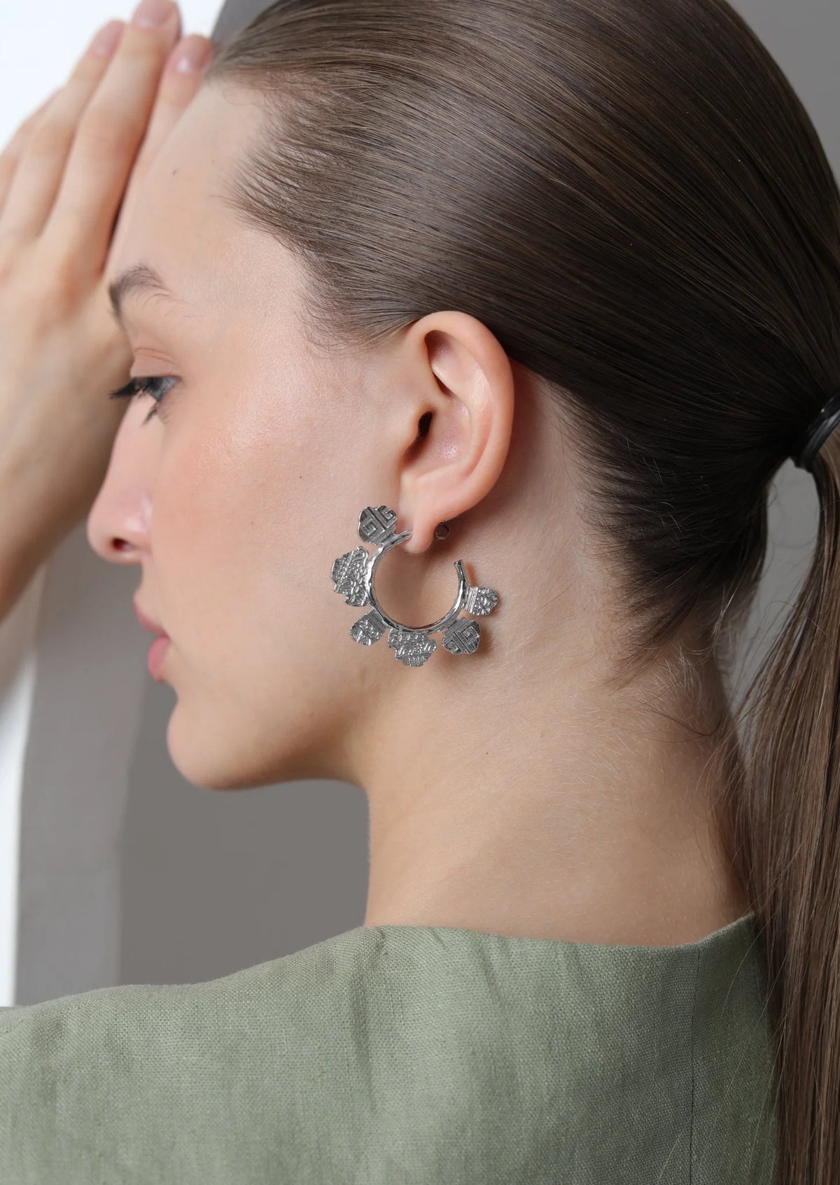Silver Inscripted Midi Hoops