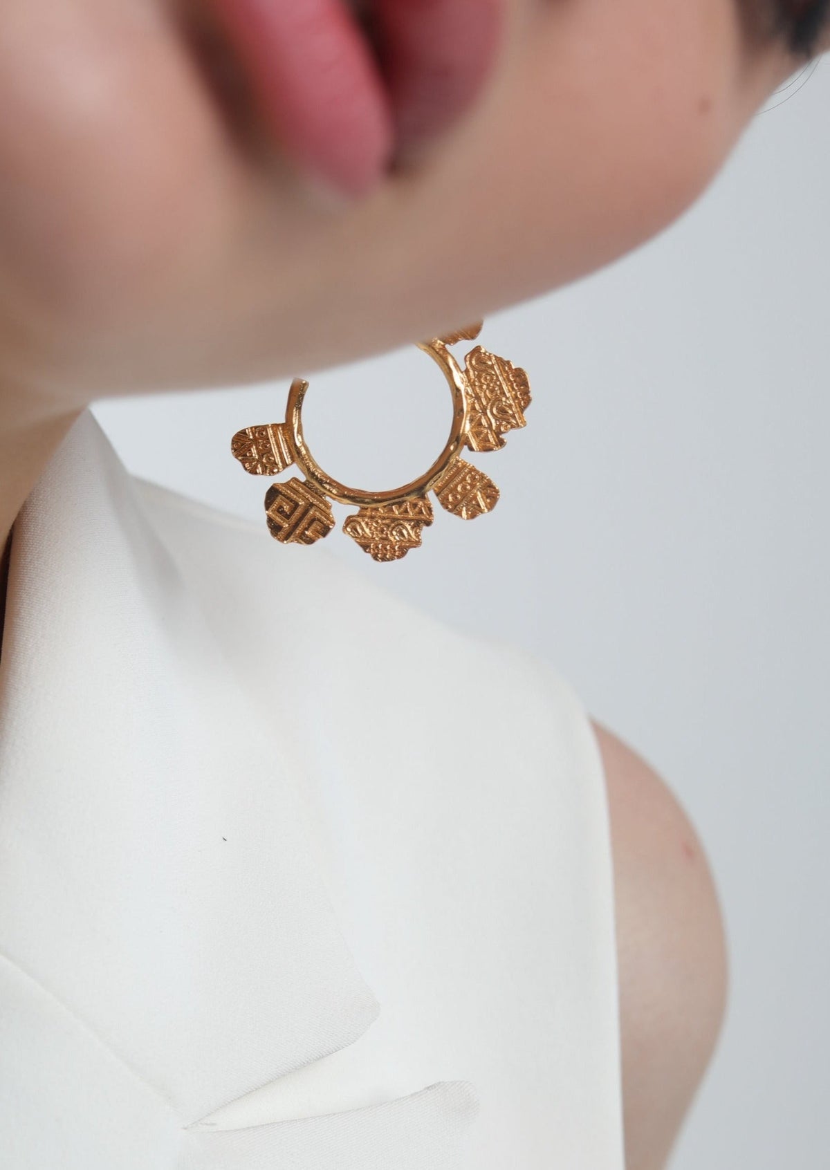 Golden Inscripted Midi Hoops