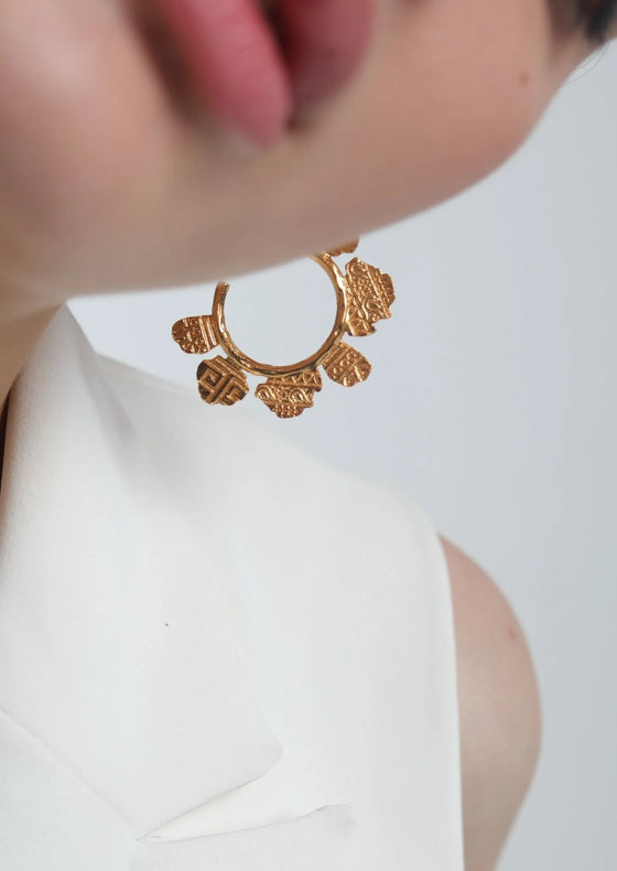 Golden Inscripted Midi Hoops