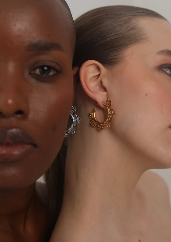 Golden Inscripted Midi Hoops