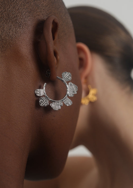 Silver Inscripted Midi Hoops