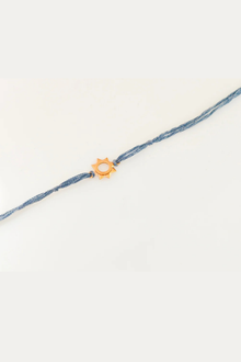  Gold Plated Sun Rakhi With Blue Thread