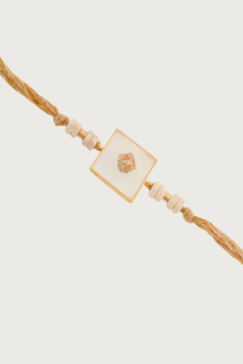  Gold Plated Square Acrylic Rakhi With Tulsi Beads To Pendant