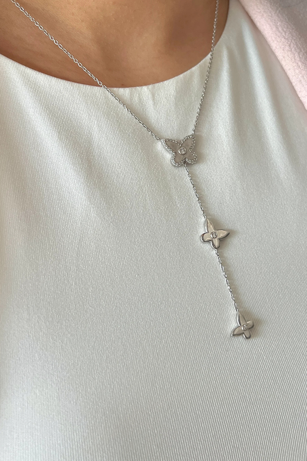 Flutter Drop Butterfly Silver Pendant