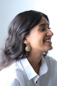  Golden Coin Embossed Earrings