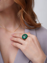 Genesis Malachite Round & Kyanite Hexagon Ring