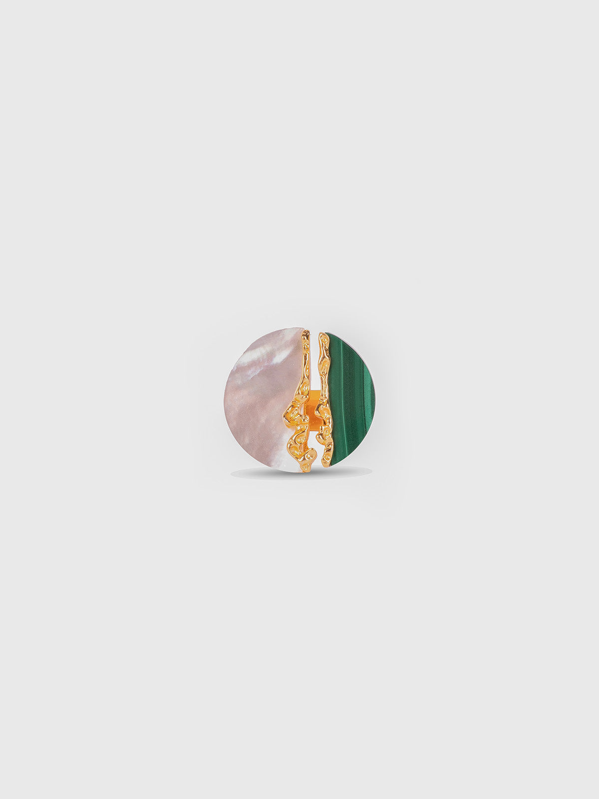 Luna Mother of Pearl and Malachite Ring