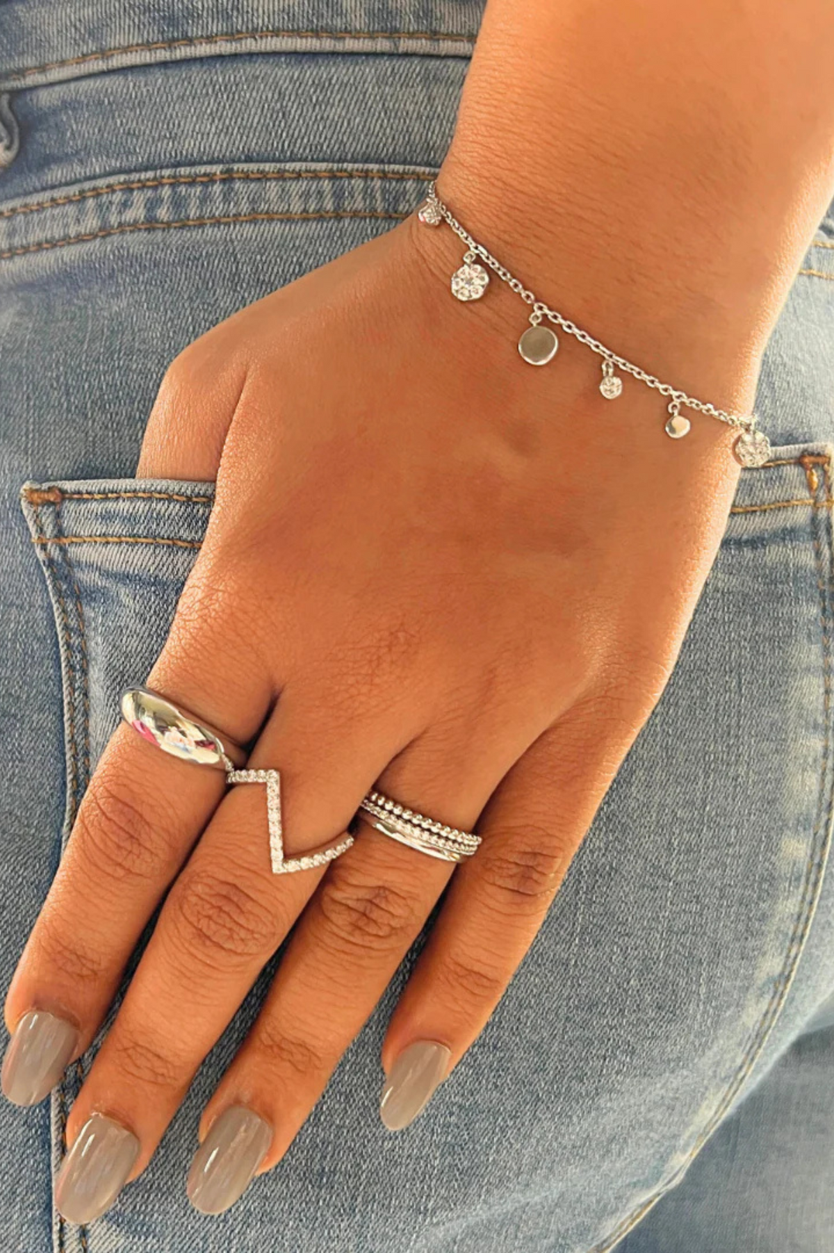 Circe Linked Drops Bracelet - Silver