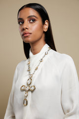 Polki Cross Necklace