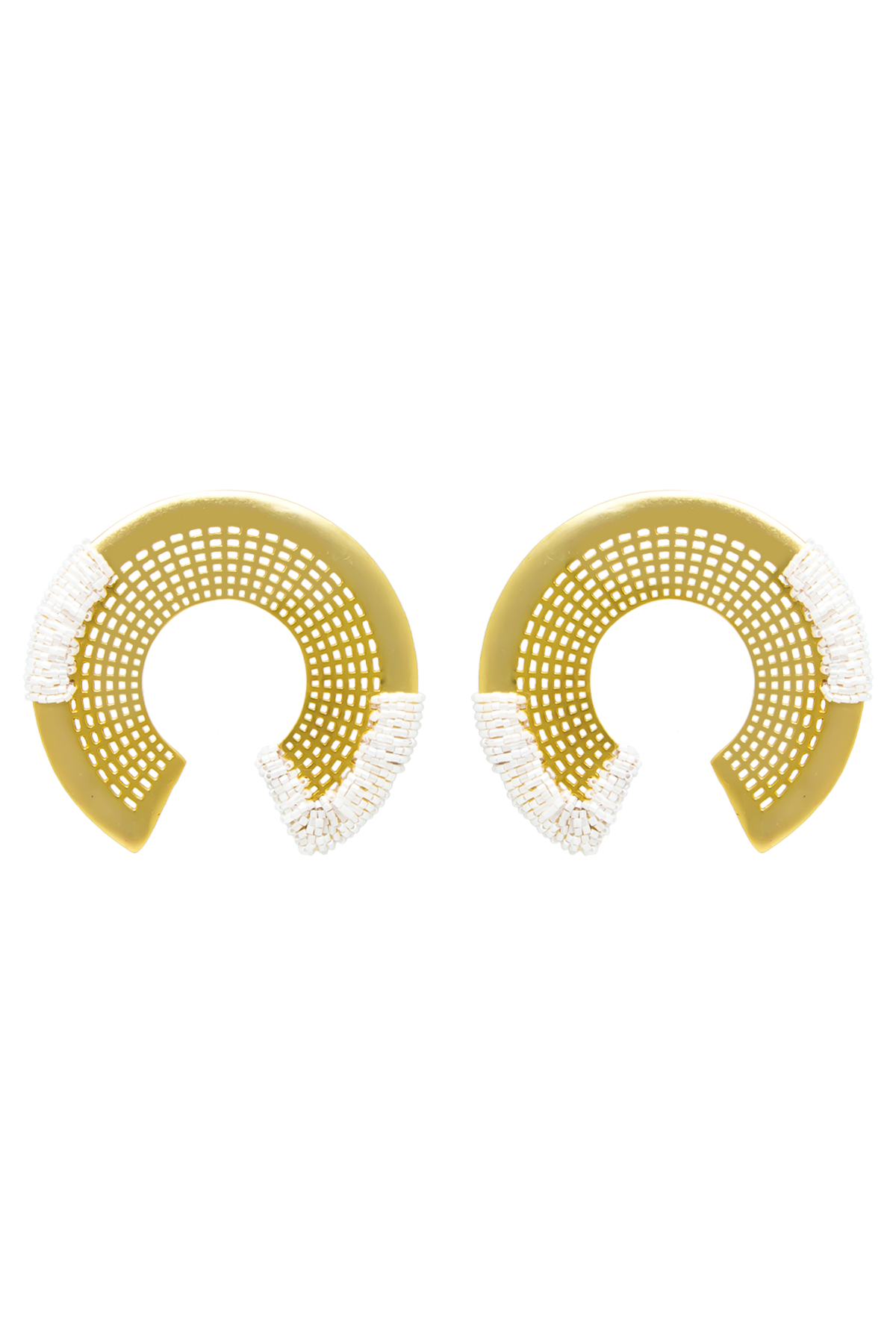 Beaded White Cleo Statement Earrings