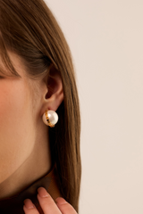 Empire Pearl Button Studs Earrings