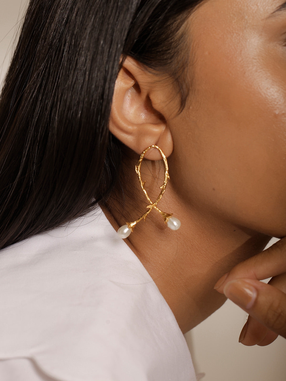 Pearl Twig Earrings