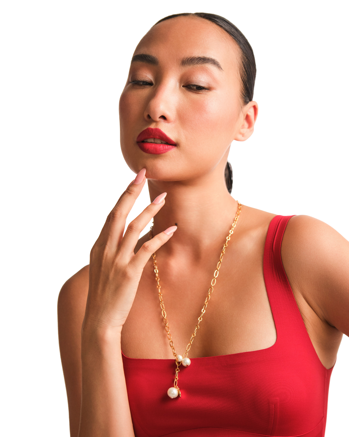 Triple‑Pearl Link Chain Necklace