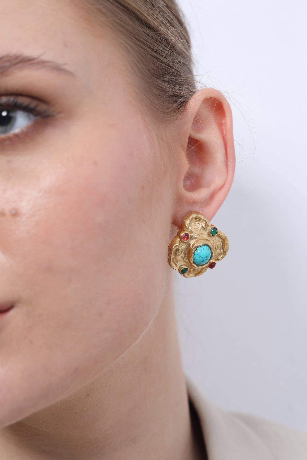 Turquoise Blossom Stud Earrings