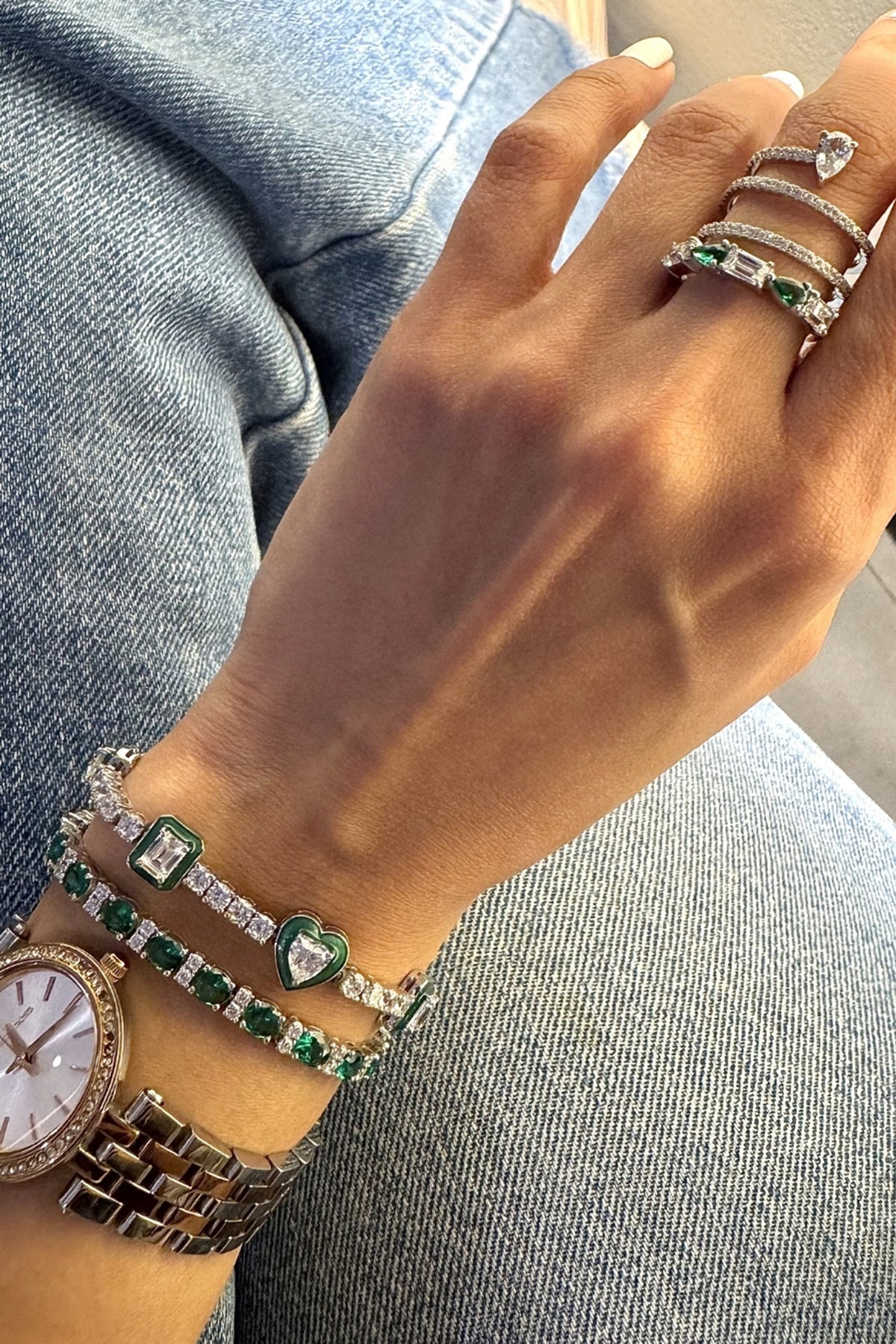 Emerald Cut Gemstone Tennis Bracelet