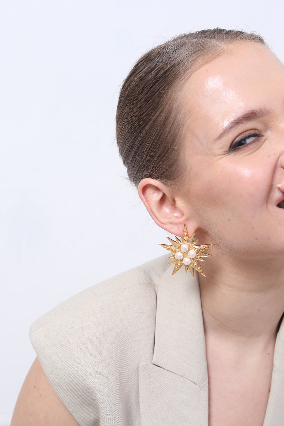 Celestial Moon & Star Pearl Earrings